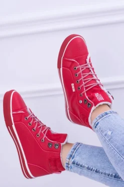 Clearance Big Star Shoes Big Star Ocieplane Czerwone Damskie Tenisówki BB274003