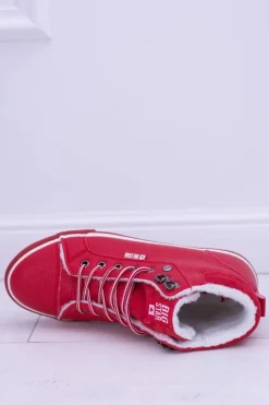 Clearance Big Star Shoes Big Star Ocieplane Czerwone Damskie Tenisówki BB274003