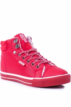 Clearance Big Star Shoes Big Star Ocieplane Czerwone Damskie Tenisówki BB274003