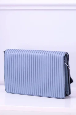 Discount Błękitna Damska Klasyczna Prążkowana Torebka Torebki Klasyczne