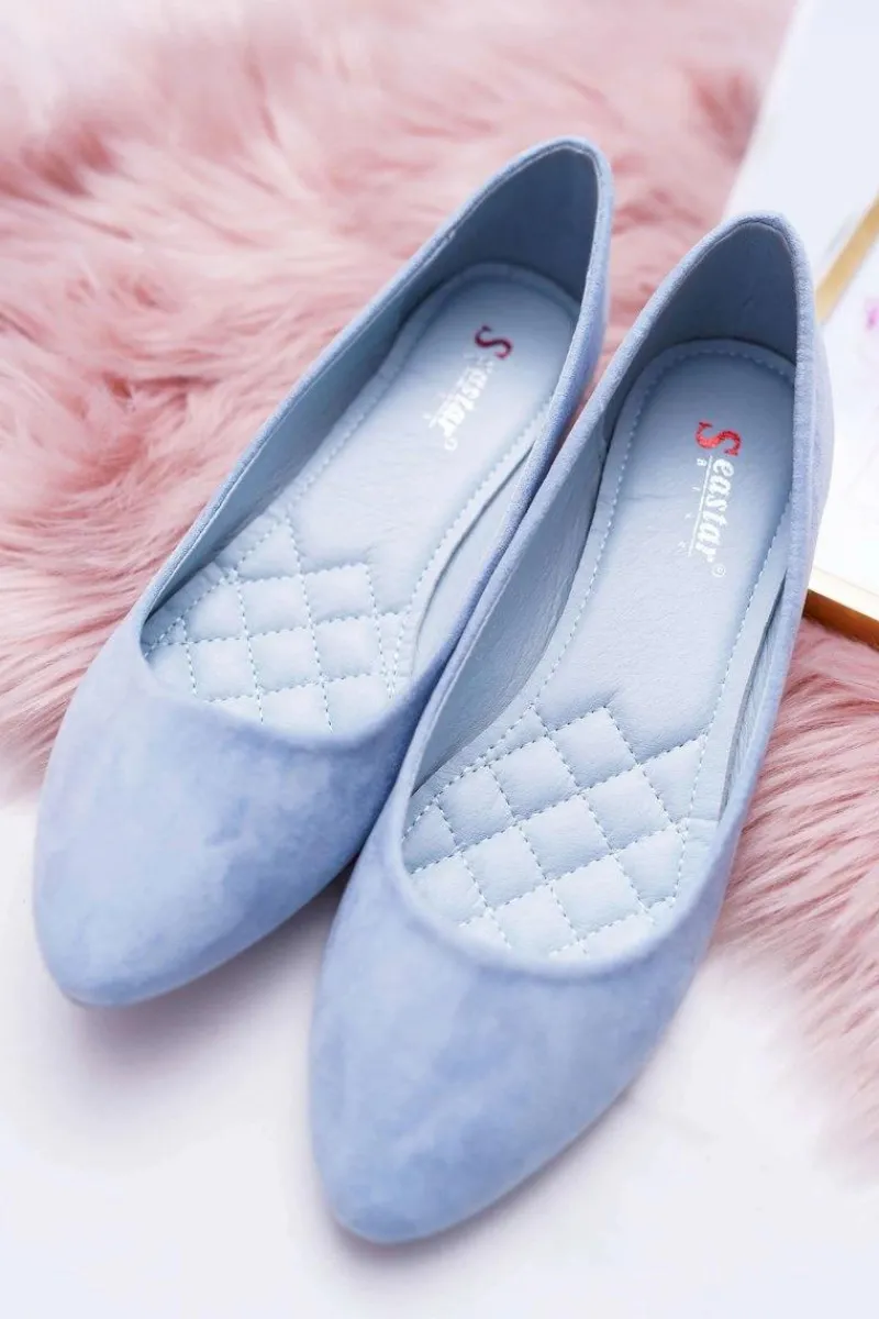 Baleriny Klasyczne>Boto Błękitne Damskie Balerinki Zamsz Bueno