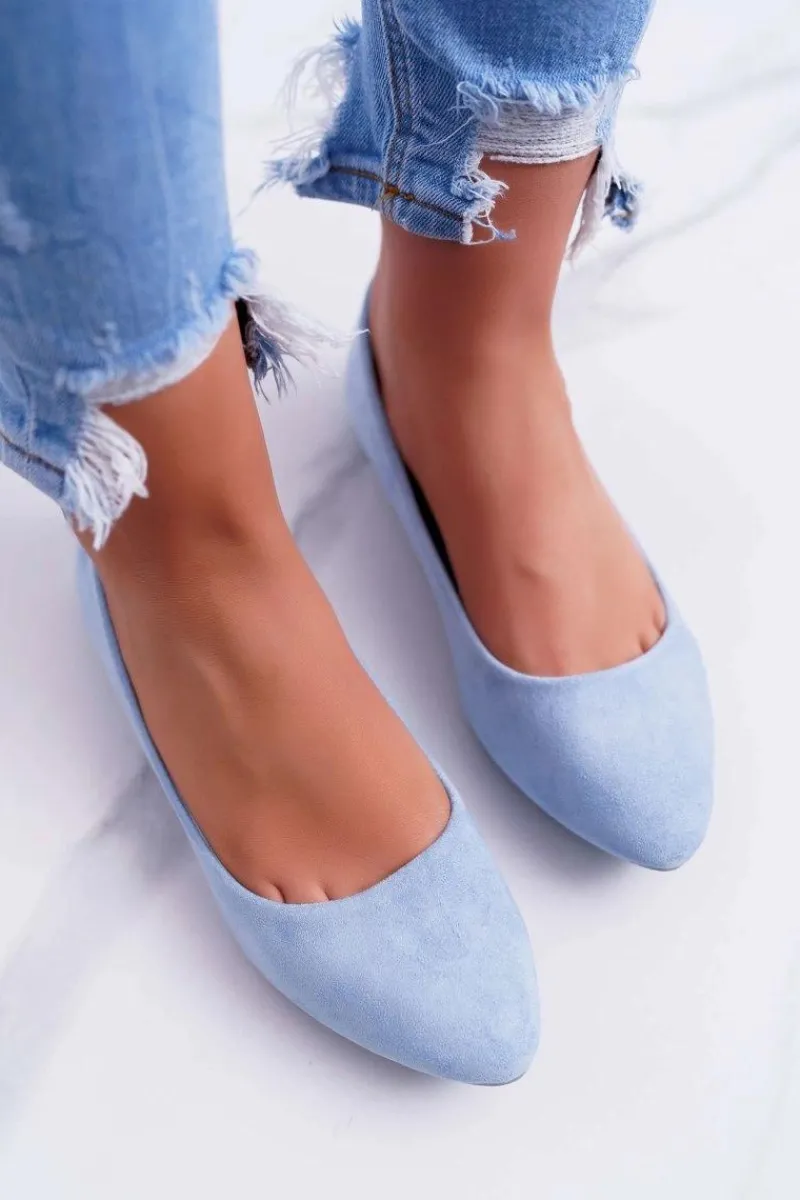 Baleriny Klasyczne>Boto Błękitne Damskie Balerinki Zamsz Bueno