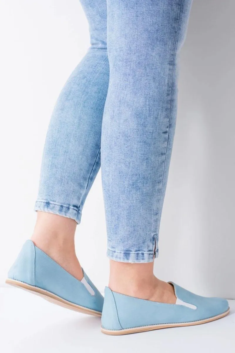Clearance Boto Błękitne Pastelowe Baleriny Damskie Skóra Fresca