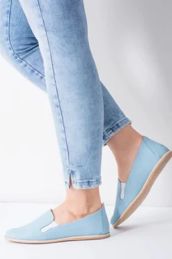 Clearance Boto Błękitne Pastelowe Baleriny Damskie Skóra Fresca