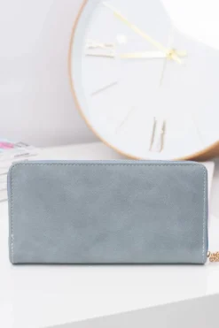 Portfele>Boto Błękitny Damski Duży Portfel Brelok Złote Serce