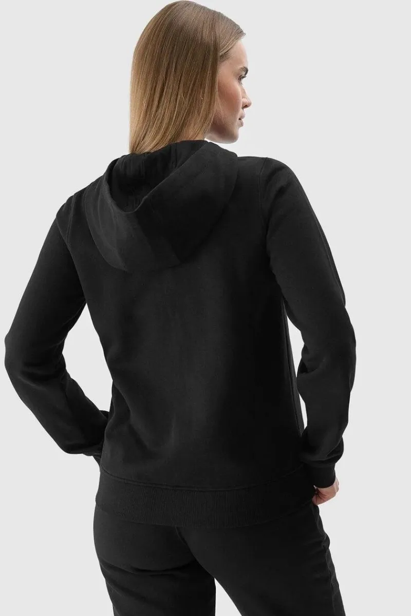 4F Bluza Damska Dresowa Z Kapturem Rozpinana Bawełniana Czarna WMM00TSWSF1467-20S