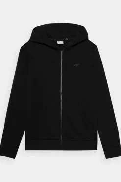 4F Bluza Damska Dresowa Z Kapturem Rozpinana Bawełniana Czarna WMM00TSWSF1467-20S