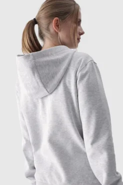 New 4F Bluza Damska Dresowa Z Kapturem Rozpinana Bawełniana Szara WMM00TSWSF1467-27M Szary