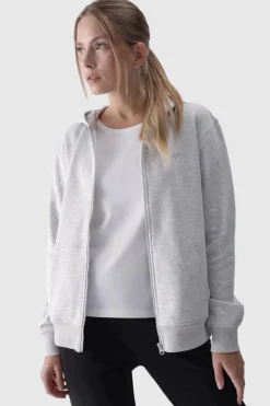 New 4F Bluza Damska Dresowa Z Kapturem Rozpinana Bawełniana Szara WMM00TSWSF1467-27M Szary