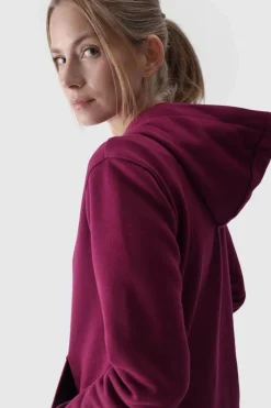 Sale Bluza Damska Dresowa Z Kapturem Rozpinana Bawełniana Fioletowa WMM00TSWSF1467-51S Damskie Bluzy Damskie|Odzież 4F