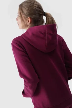 Sale Bluza Damska Dresowa Z Kapturem Rozpinana Bawełniana Fioletowa WMM00TSWSF1467-51S Damskie Bluzy Damskie|Odzież 4F