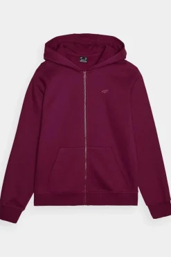 Sale Bluza Damska Dresowa Z Kapturem Rozpinana Bawełniana Fioletowa WMM00TSWSF1467-51S Damskie Bluzy Damskie|Odzież 4F