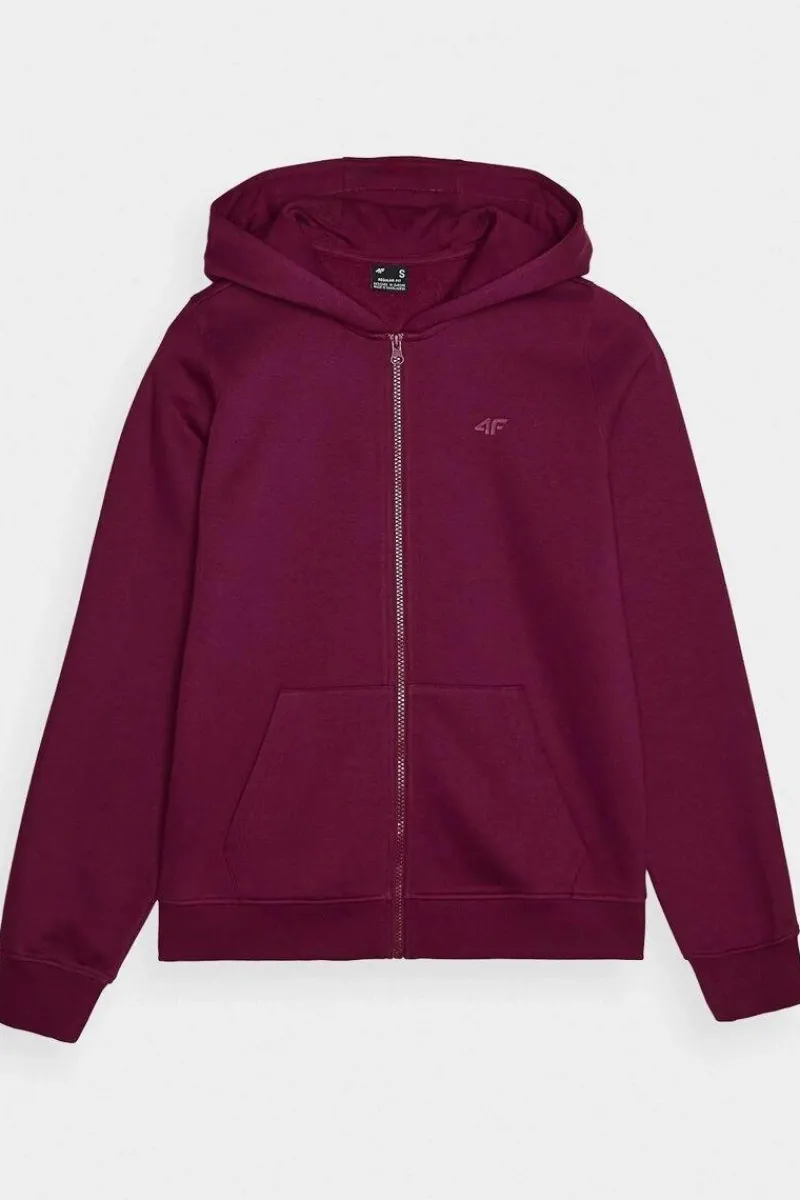 Sale Bluza Damska Dresowa Z Kapturem Rozpinana Bawełniana Fioletowa WMM00TSWSF1467-51S Damskie Bluzy Damskie|Odzież 4F