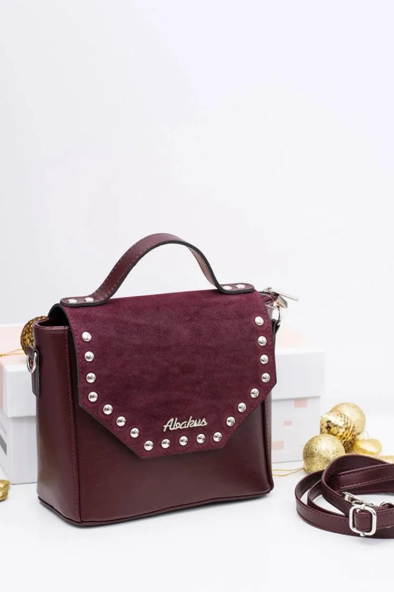 Discount Bordowa Damska Elegancka Torebka Kuferek Torebki Kuferki