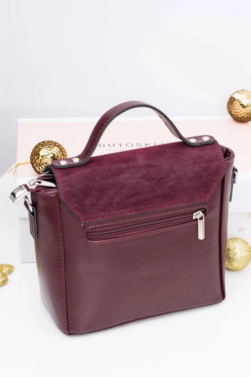 Discount Bordowa Damska Elegancka Torebka Kuferek Torebki Kuferki