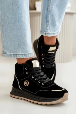 Discount Boto Botki Buty Sportowe Damskie Ocieplane Na Platformie Czarne Ariatte