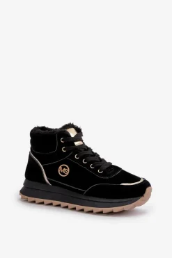 Discount Boto Botki Buty Sportowe Damskie Ocieplane Na Platformie Czarne Ariatte