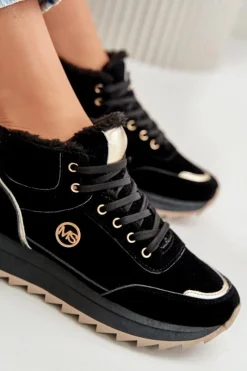 Discount Boto Botki Buty Sportowe Damskie Ocieplane Na Platformie Czarne Ariatte