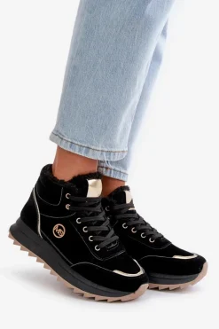 Discount Boto Botki Buty Sportowe Damskie Ocieplane Na Platformie Czarne Ariatte