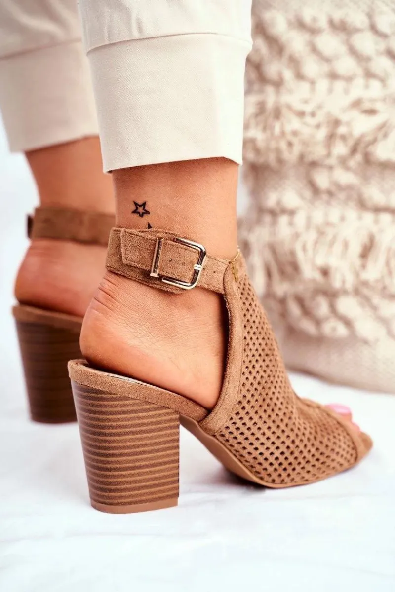 Online Botki Damskie Ażurowe Peep Toe Beżowe Paradise Damskie Botki Wiosenne|Botki Na Słupku