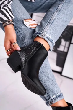 Botki Damskie Ciepłe Czarne Meatown Damskie Czarne Botki|Botki Zimowe Damskie