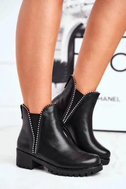 Online Boto Botki Damskie Ciepłe Czarne Starry