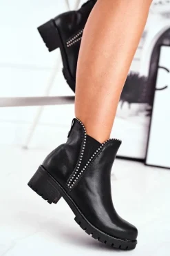 Online Boto Botki Damskie Ciepłe Czarne Starry