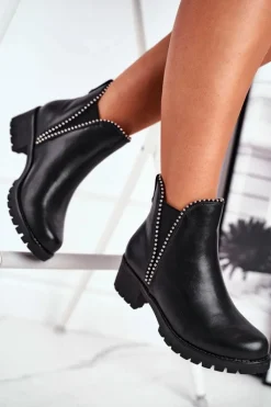 Online Boto Botki Damskie Ciepłe Czarne Starry