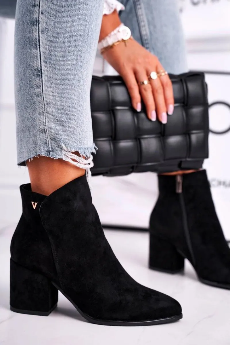Botki Na Słupku|Czarne Botki>Buty damskie Vinceza Botki Damskie Ciepłe Eko Zamsz Czarne So Good