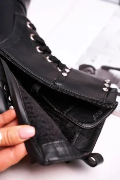 Botki Sznurowane|Czarne Botki><noscript><img width=