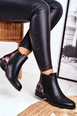 Best Botki Damskie Ciepłe Sztyblety Płaski Obcas Czarne Dibbo Damskie Czarne Botki|Botki Zimowe Damskie