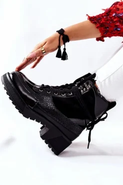 Botki Sznurowane|Czarne Botki><noscript><img width=