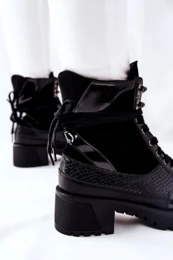 Botki Sznurowane|Czarne Botki><noscript><img width=