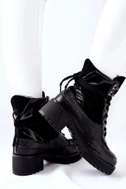 Botki Sznurowane|Czarne Botki><noscript><img width=