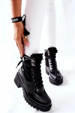 Botki Sznurowane|Czarne Botki><noscript><img width=