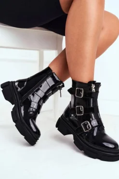 Czarne Botki|Botki Zimowe Damskie><noscript><img width=