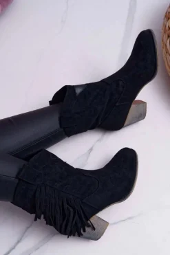 Clearance Botki Damskie Kowbojki z Klamrą Czarne Marciapo Damskie Botki Na Słupku|Brązowe I Beżowe Botki