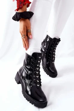 Buty damskie Vinceza Botki Damskie Lakierowane Czarne Myroe