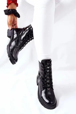 Buty damskie Vinceza Botki Damskie Lakierowane Czarne Myroe