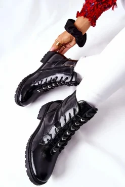 Buty damskie Vinceza Botki Damskie Lakierowane Czarne Myroe