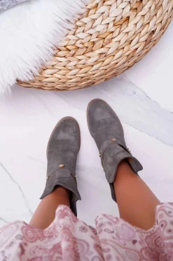 Hot Botki Damskie 1890 Skóra Zamsz Oliwkowe Darmah Damskie Botki Wiosenne|Botki Na Koturnie