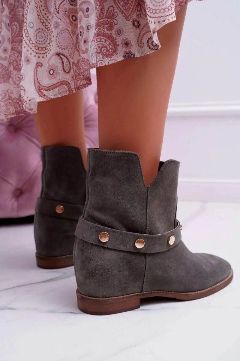 Hot Botki Damskie 1890 Skóra Zamsz Oliwkowe Darmah Damskie Botki Wiosenne|Botki Na Koturnie