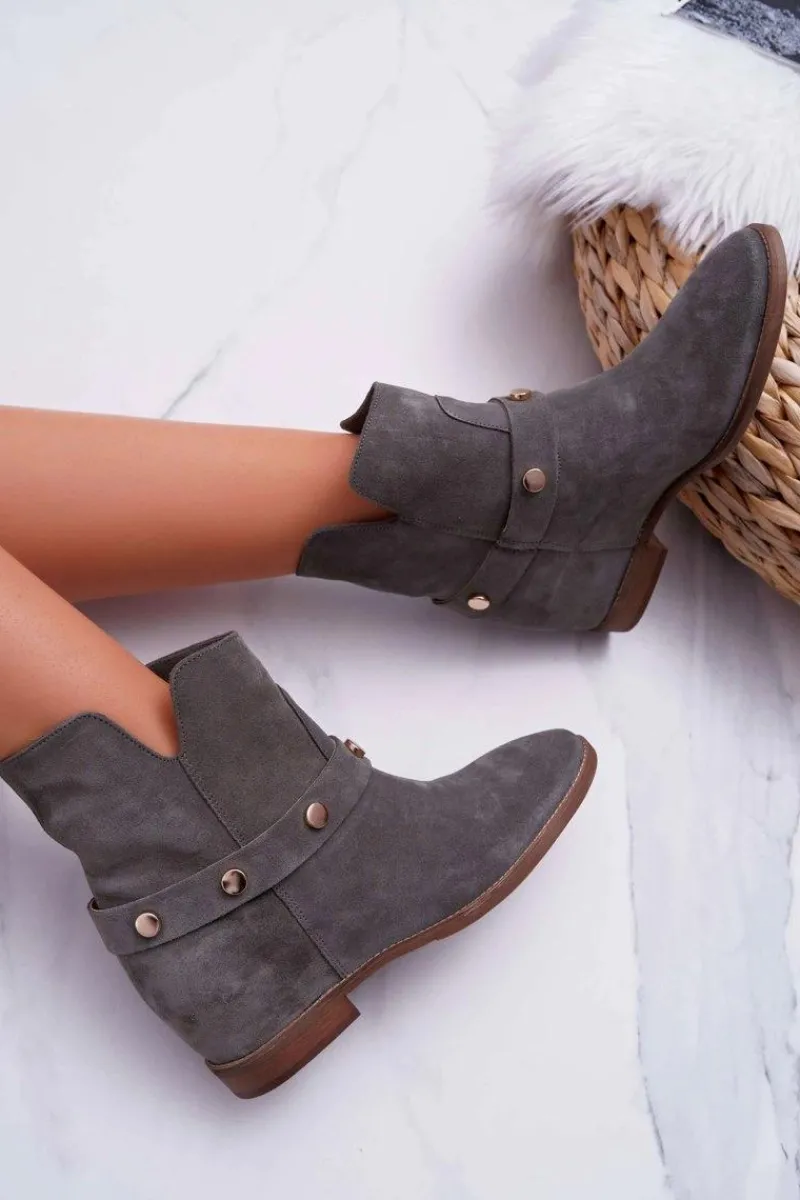 Hot Botki Damskie 1890 Skóra Zamsz Oliwkowe Darmah Damskie Botki Wiosenne|Botki Na Koturnie