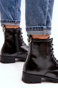 Sale Boto Botki Damskie Lu Boo Czarne Workery ze Stalową Oprawą Jacksy