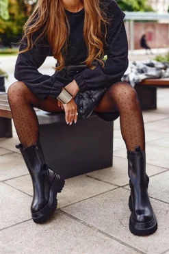 Hot Boto Botki Damskie Masywna Platforma Czarne Beatrice