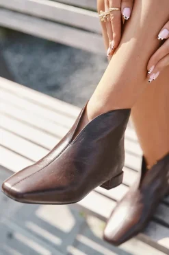 Hot Botki Damskie Na Delikatnym Obcasie Czekoladowe Elvienne Damskie Botki Ocieplane|Botki Skórzane