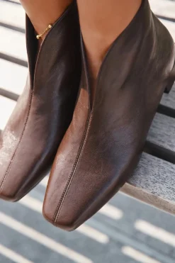 Hot Botki Damskie Na Delikatnym Obcasie Czekoladowe Elvienne Damskie Botki Ocieplane|Botki Skórzane