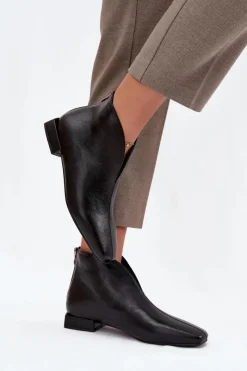 Outlet Boto Botki Damskie Na Delikatnym Obcasie Czarne Elvienne