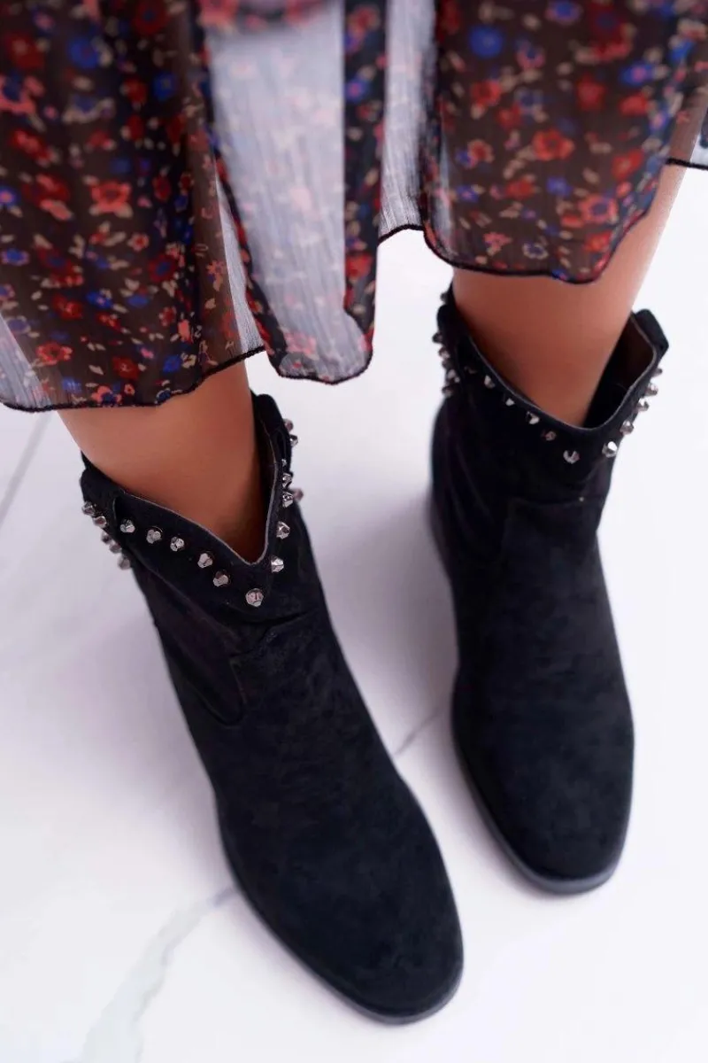Outlet Botki Damskie Na Koturnie Płaski Obcas Ocieplane Za Kostkę Czarne Deminis Damskie Botki Na Koturnie|Botki Zimowe Damskie