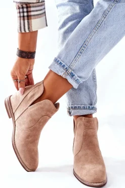 Discount Botki Damskie Na Koturnie S.Barski Joiva Beżowe Damskie Botki Wiosenne|Botki Na Koturnie